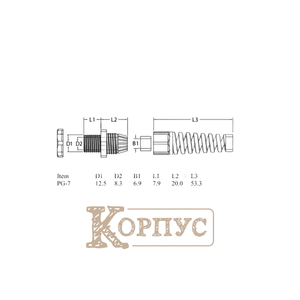 Кабельне введення PG7 спіральне
