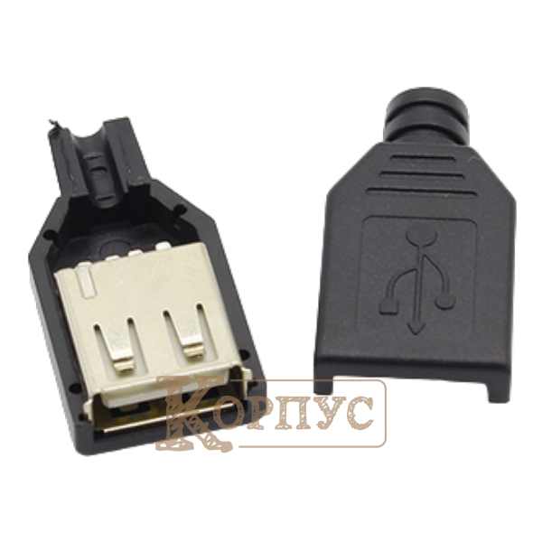 Роз'єм штекер мама USB 4 в розбірному корпусі