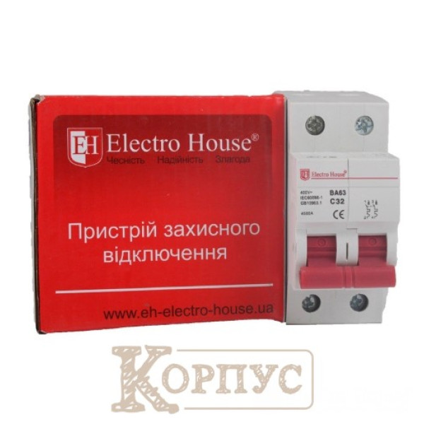 Автоматический выключатель 2Р 32A 4.5кА, кривая C EH-2.32