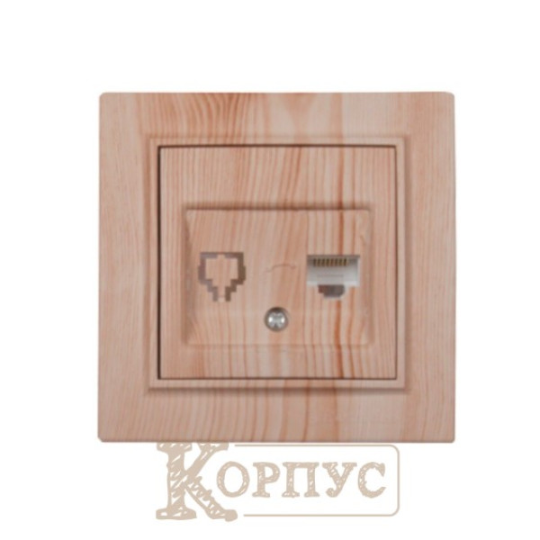 Розетка комп'ютерна 1х8P8C Enzo біле дерево EH-2114-WW