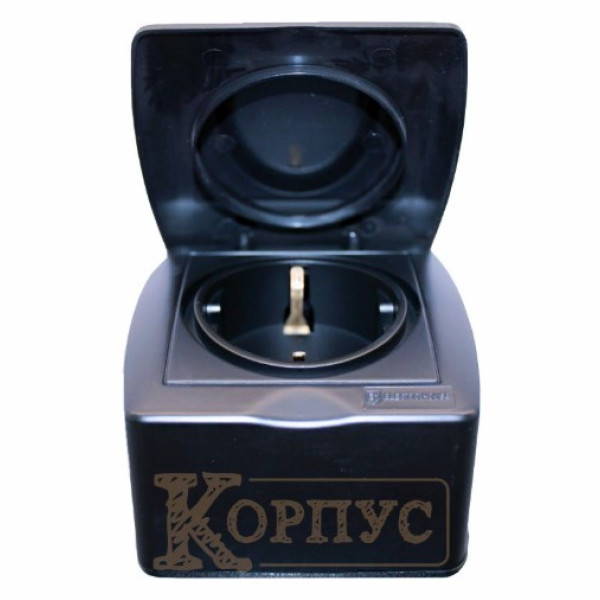 Розетка с заземлением накладная с крышкой Acura EH-2148-PG