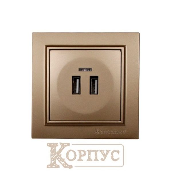 Розетка USB (2 порти) 2A Enzo розкішне золото EH-5320-LG