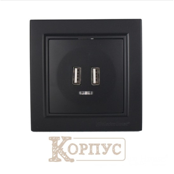 Розетка USB (2 порти) 2A Enzo досконалий графіт EH-5320-PG