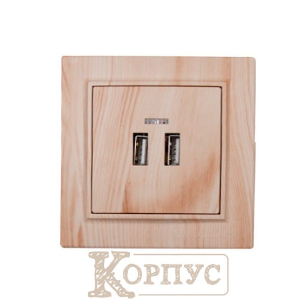Розетка USB (2 порти) 2A Enzo біле дерево EH-5320-WW