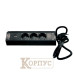 Мебельна розетка кухонна горизонтальна з кабелем 3x16А, USB A+C 3.4А чорна EH-AR-308
