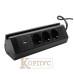 Мебельна розетка кухонна горизонтальна з кабелем 3x16А, USB A+C 3.4А чорна EH-AR-308