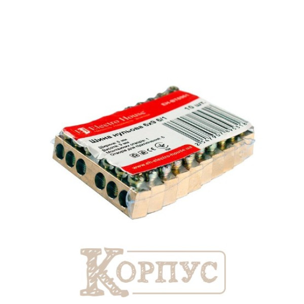 Шина нульова 6х9 мм² 6/1, 1 отвір EH-BT6961