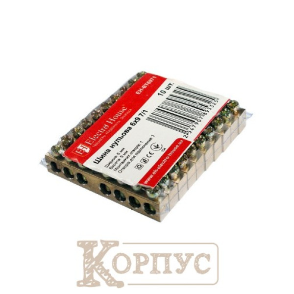 Шина нульова 6х9 мм² 7/1, 1 отвір EH-BT6971