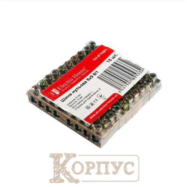 Шина нульова 6х9 мм² 8/1, 1 отвір EH-BT6981