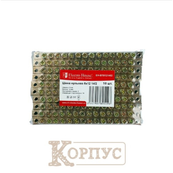 Шина нулевая 8х12 мм² 24/2, 2 отверстия EH-BT8122402