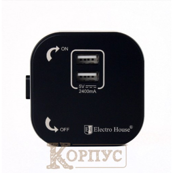 Розетка трекова подвійна USB 2.4 А Unique Elegance Pandora EH-PT-002B чорна