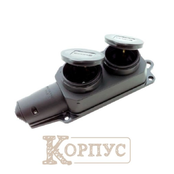 Колодка на 2 гнізда із заземленням та кришкою Garant EH-RB-W2
