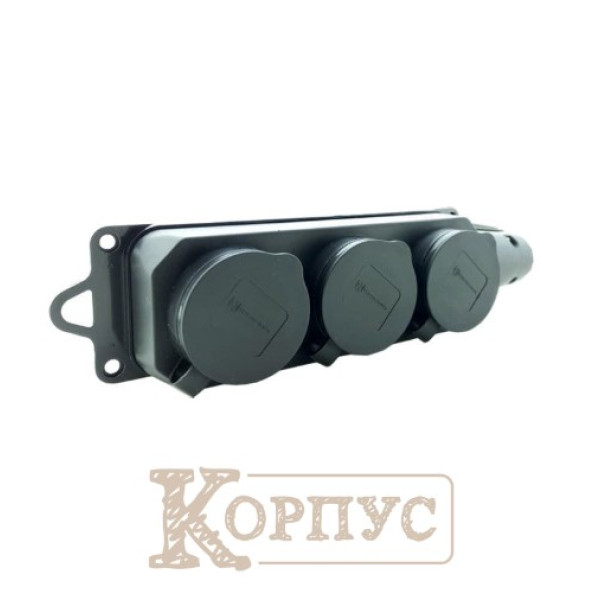 Колодка на 3 гнізда із заземленням та кришкою Garant EH-RB-W3