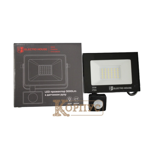 LED прожектор с датчиком движения 3000 Лм 30Вт EH-FDLS-30W