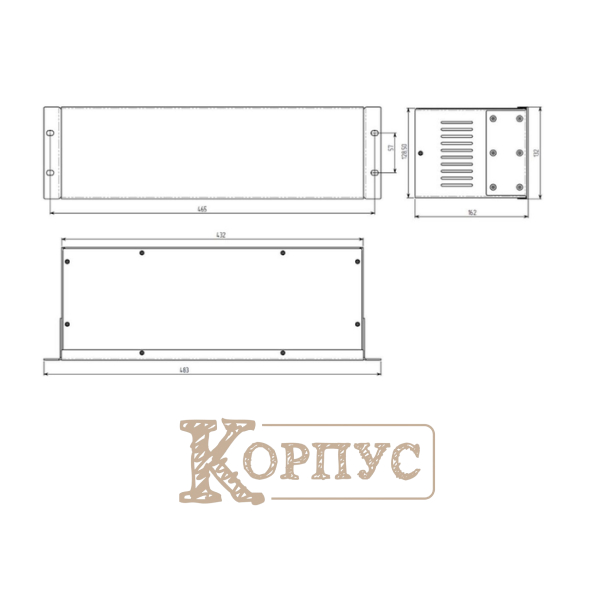 Корпус металевий 3U-160S в 19 з вентиляцією