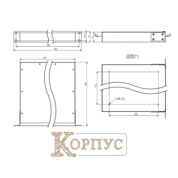 Корпус металевий 1U-260S в 19 Rack