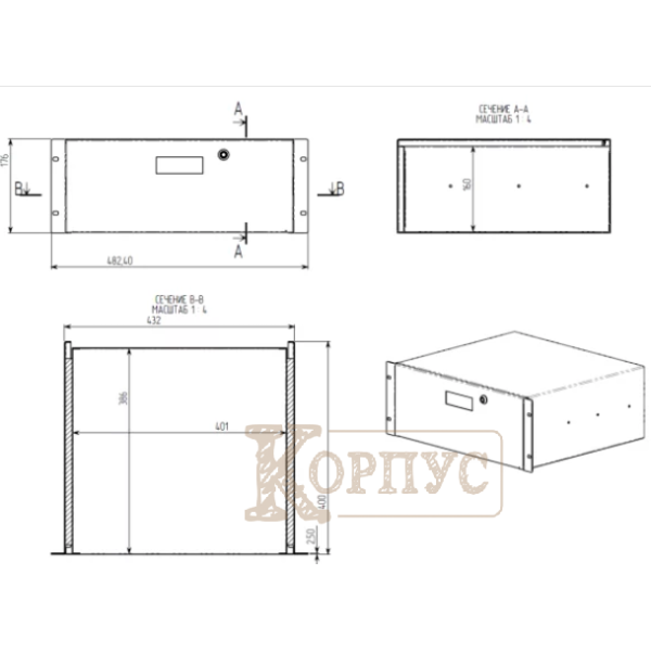 Корпус металевий Rack 4U, модель MB-4400RD