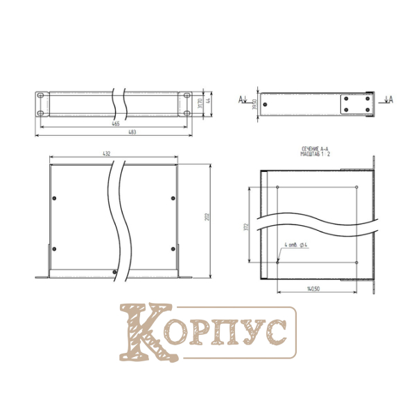 Корпус металевий 1U-200S в 19 Rack Professional